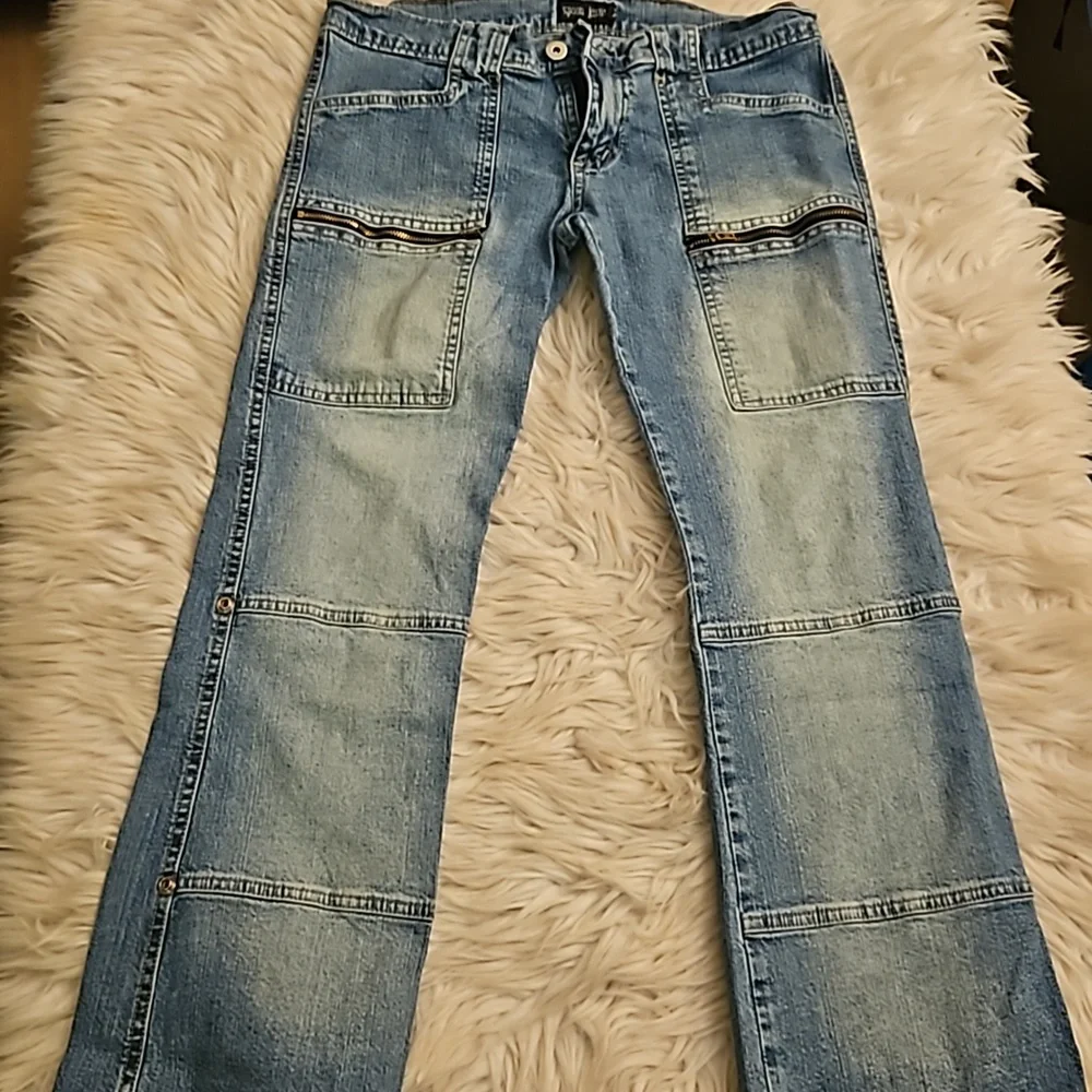 Y2K Spoon Jeans Light Wash Patch Panel Denim Size 7 Juniors